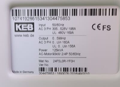 KEB 24F5L0R-YF0H 125kVA 90KW İNVERTÖR